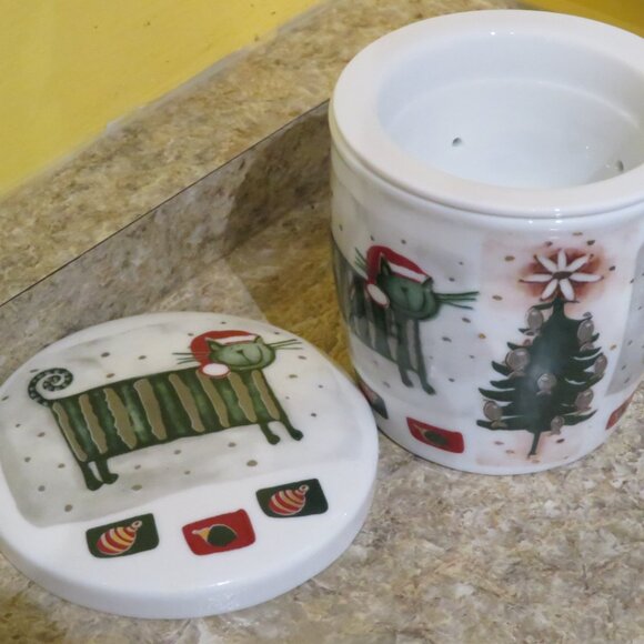 Stokes Xmas Metallic Cat Mug with Strainer & Lid (K523) - Picture 3 of 5